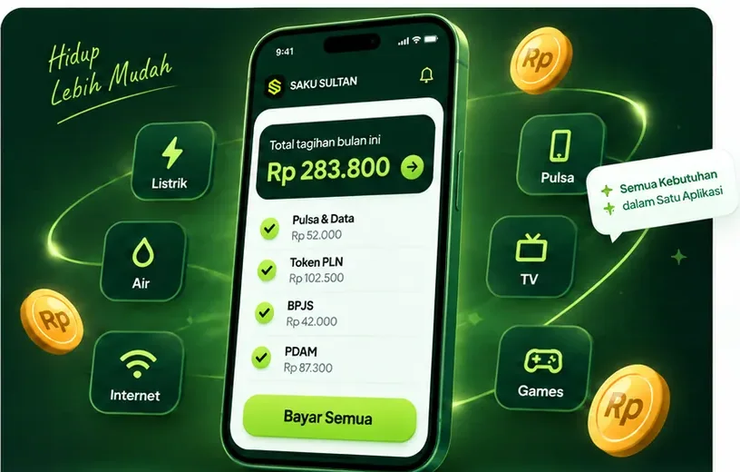 Pembayaran pulsa, token listrik, BPJS, dan PDAM diproses dari satu aplikasi